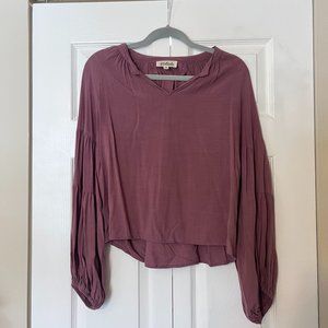 Listicle Purple Shirt with Slight Balloon Sleeves
